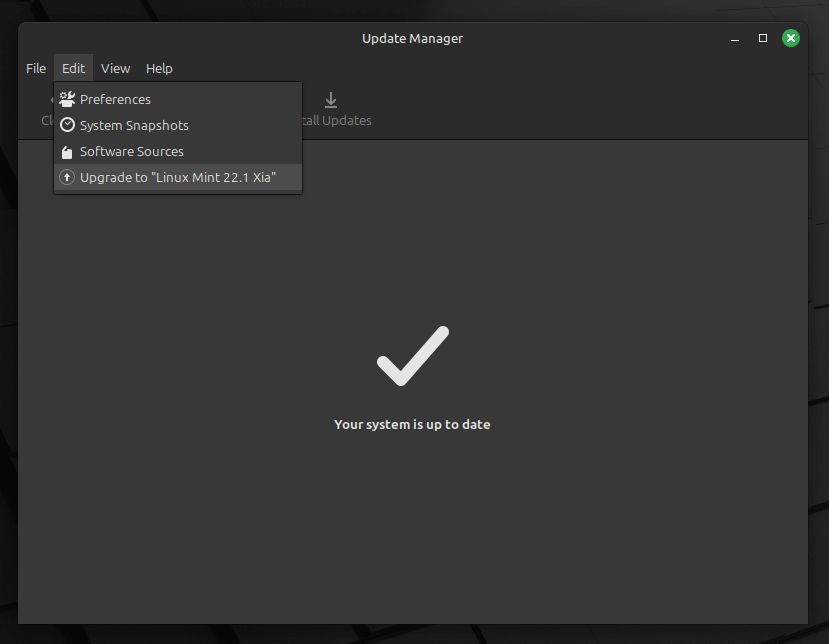 a screenshot of linux mint 22 update manager