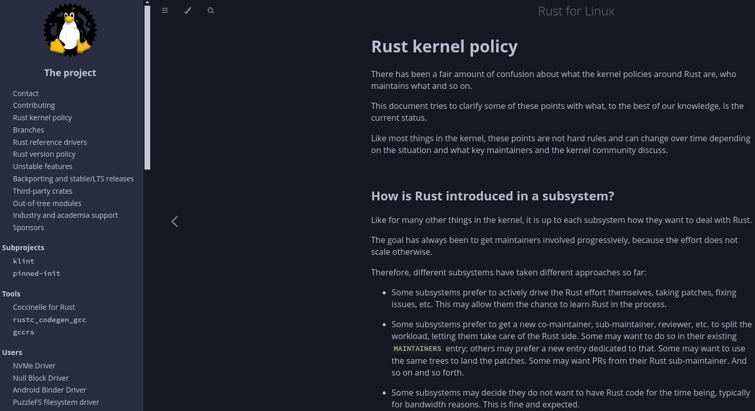 the photo consists of a lot of text with the main title reading rust kernel policy