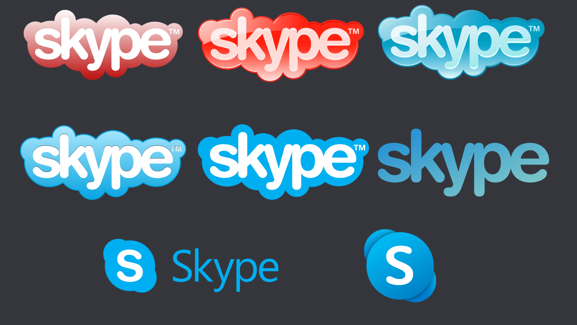 an illustration with eight skype logos from 2003-2025