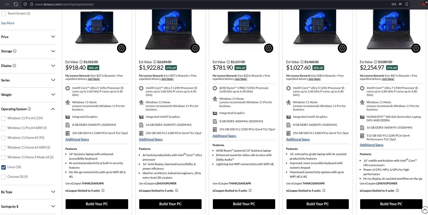 Lenovo Cuts the Windows Tax and offers Cheaper Laptops with Linux Pre-installed