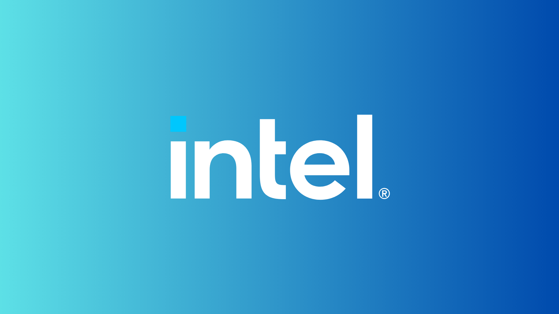 intel logo in the middle, mixed blue gradient in the backdrop