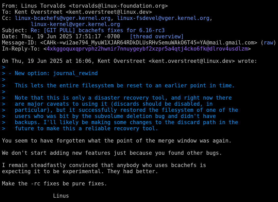 New Linux Kernel Drama: Torvalds Drops Bcachefs Support After Clash