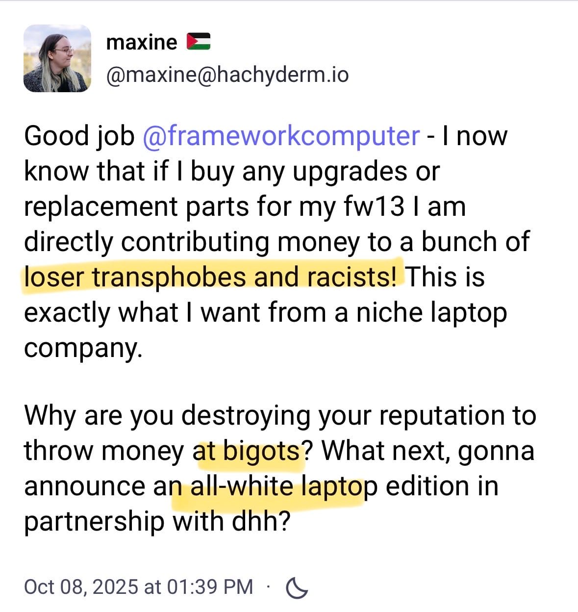 Angry comments at Framework