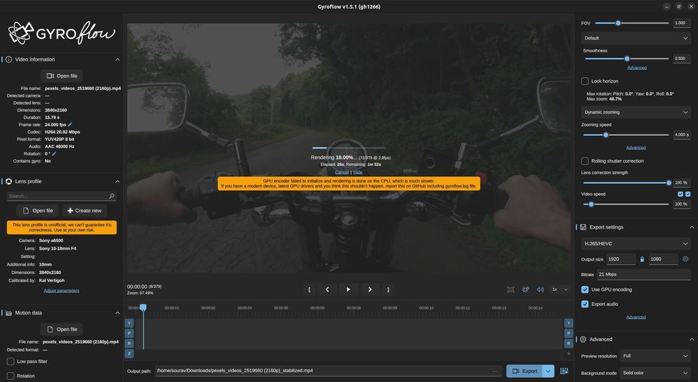 Gyroflow: An Open-Source App to Stabilize Video Footage