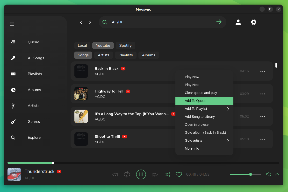 Moosync a feature rich open source music player