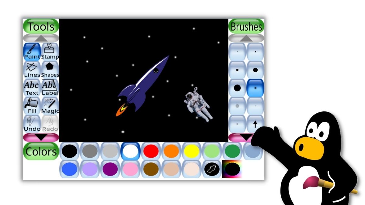 Children's Drawing App Tux Paint Now Has Gradient Fill and Pixel Art Options