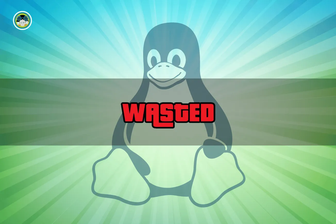 an illustration showing the word wasted in the foreground with a penguin and mixed green backdrop