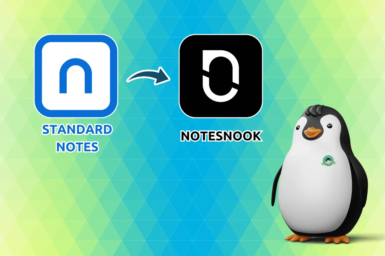 an image showing standard notes logo and notesnook logo representing a switch using an arrow icon