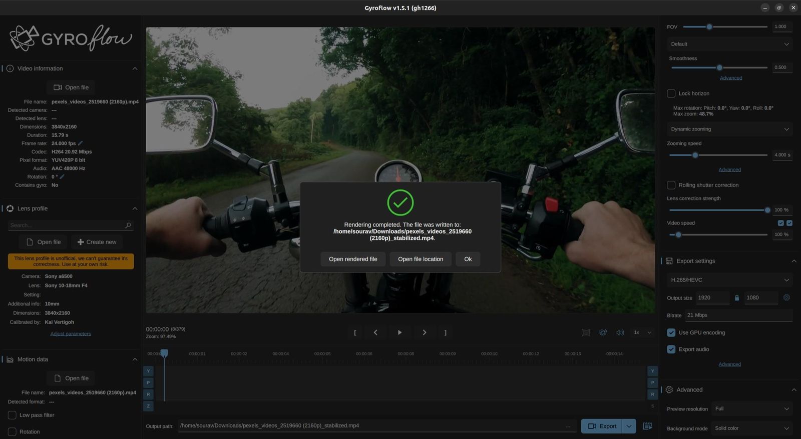 Gyroflow: An Open-Source App to Stabilize Video Footage