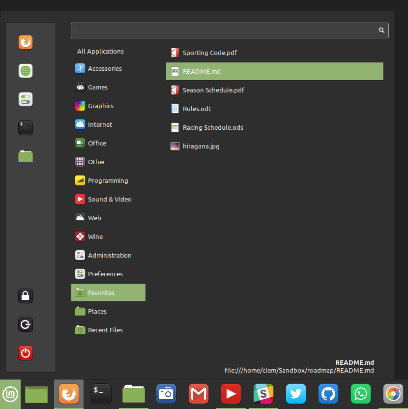 Linux Mint 20.1 Favorites