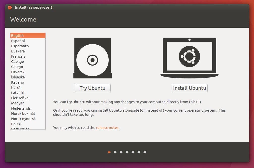 Present Ubuntu installer