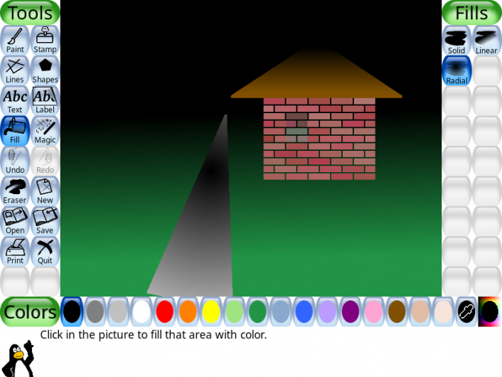 Children's Drawing App Tux Paint Now Has Gradient Fill and Pixel Art