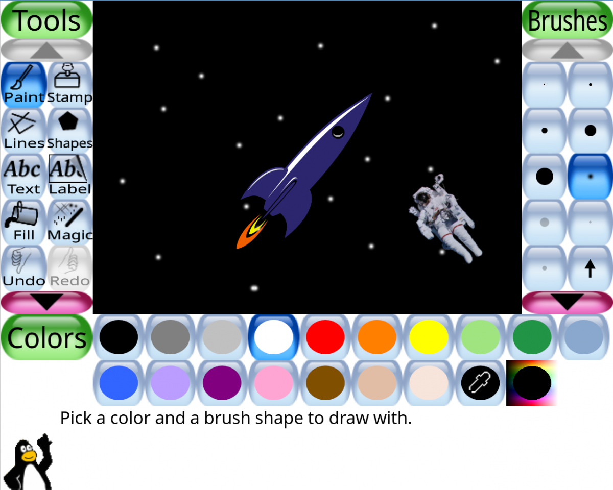 Children's Drawing App Tux Paint Now Has Gradient Fill and Pixel Art