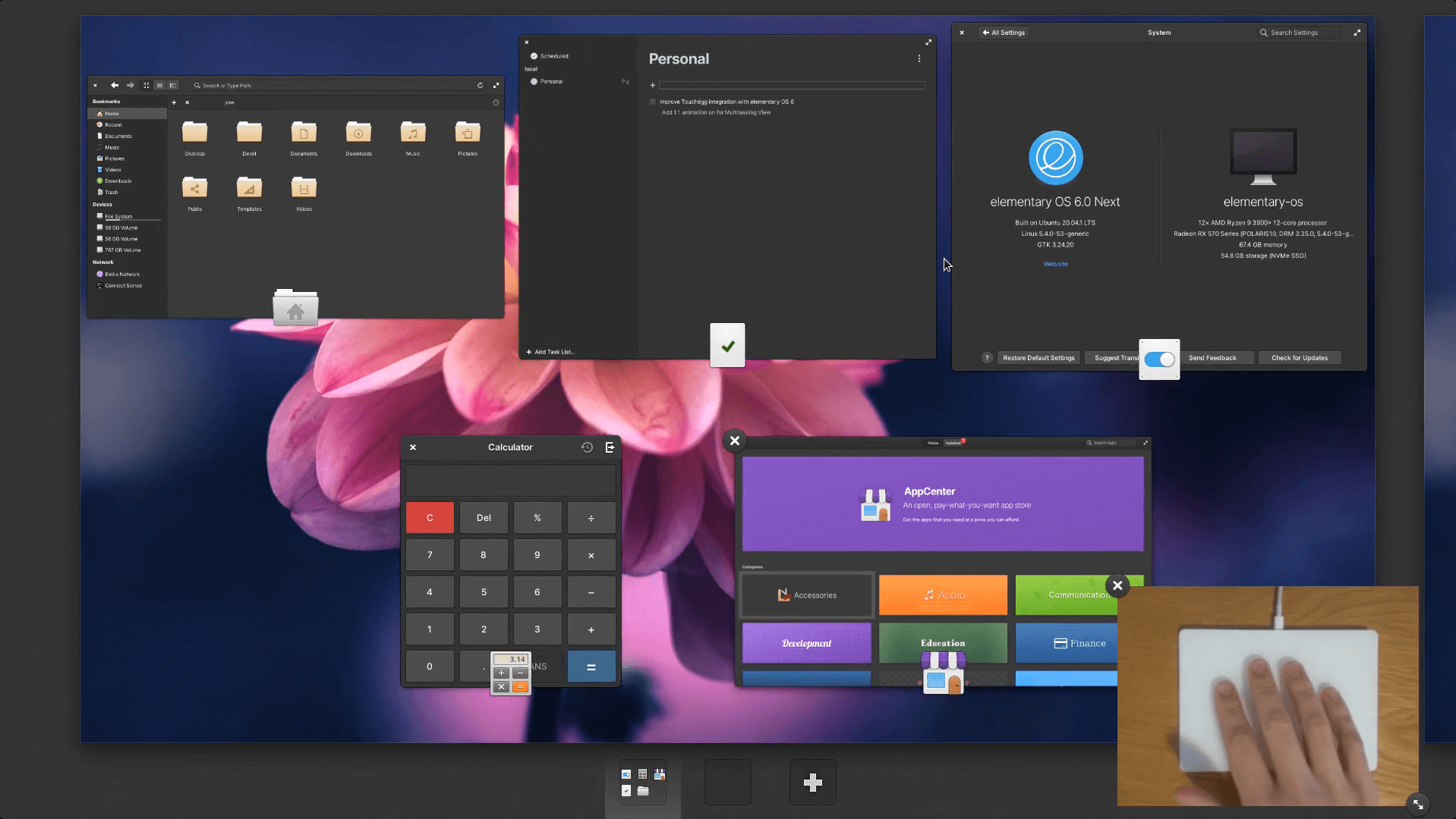 Multi-touch gesture in elementary OS 6