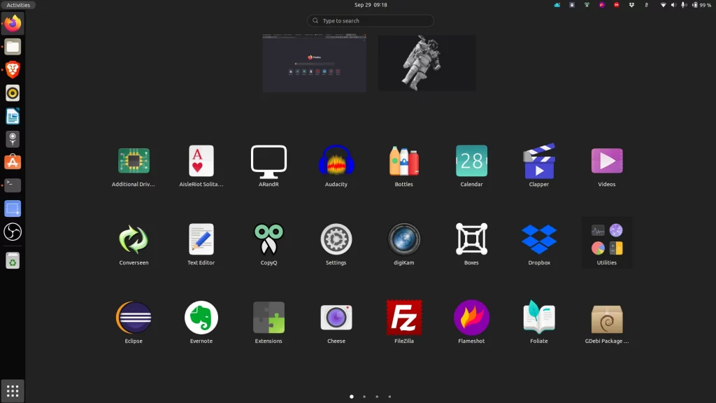 Ubuntu 21.10 with GNOME 40